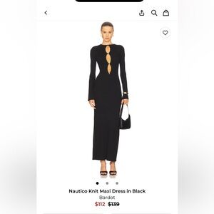 Bardot Ribbed Long Sleeve Maxi Dress in Black